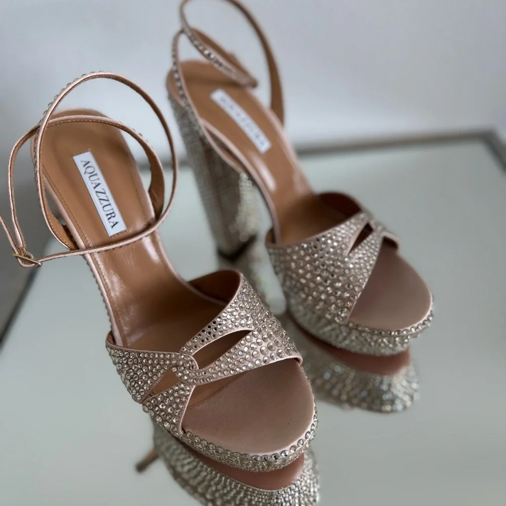 New AQUAZZURA Sinner Crystal Plateau 140 41 $2,495